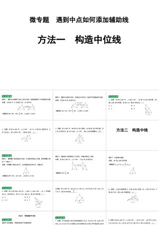 2024海南中考数学二轮复习 微专题 遇到中点如何添加辅助线（课件）.pptx