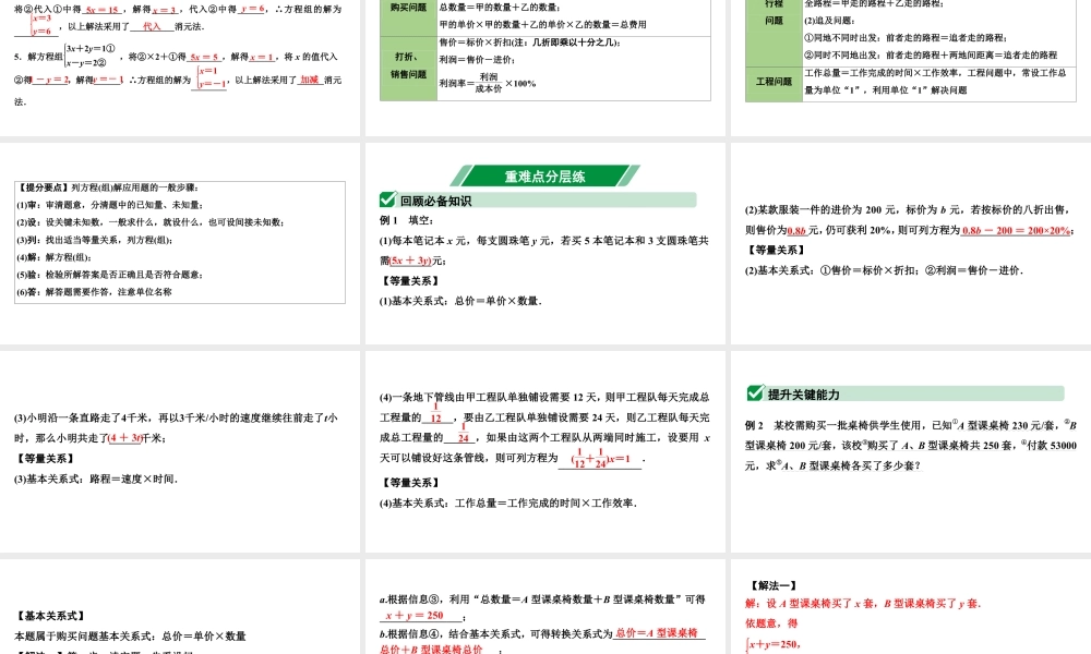 2024海南中考数学二轮重点专题研究 第6课时  一次方程(组)及其应用（课件）.pptx