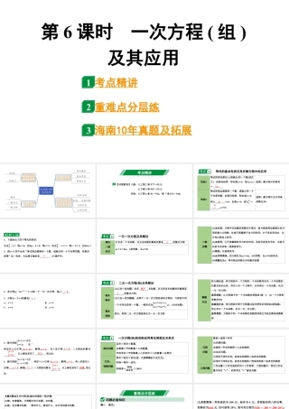 2024海南中考数学二轮重点专题研究 第6课时  一次方程(组)及其应用（课件）.pptx