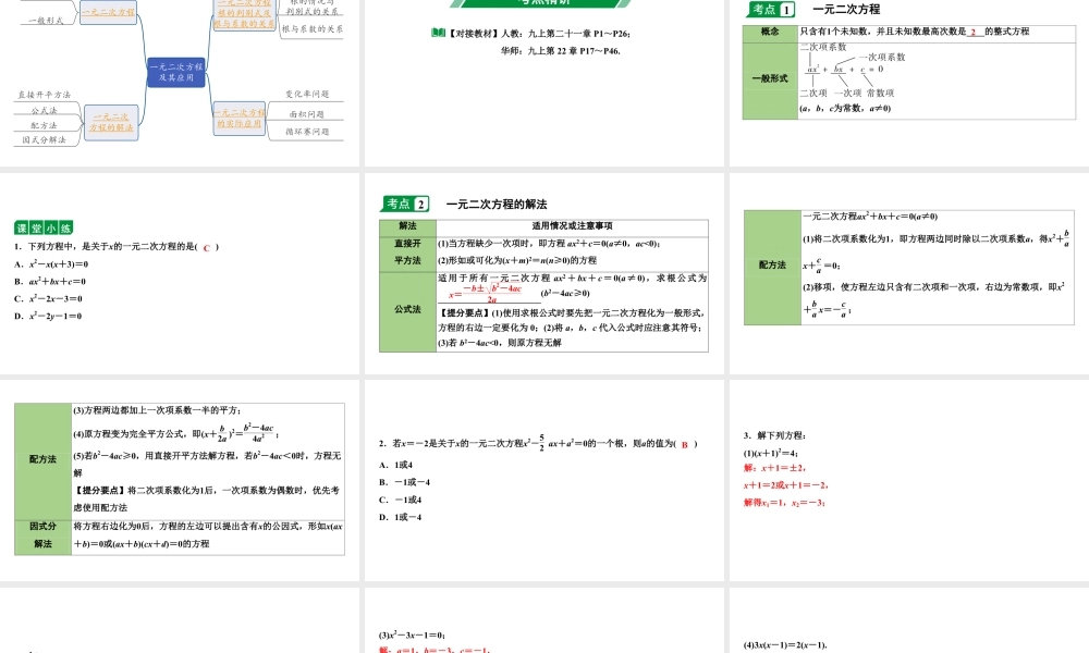 2024海南中考数学二轮重点专题研究 第7课时  一元二次方程及其应用（课件）.pptx