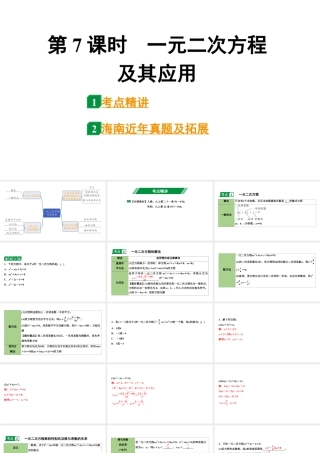 2024海南中考数学二轮重点专题研究 第7课时  一元二次方程及其应用（课件）.pptx