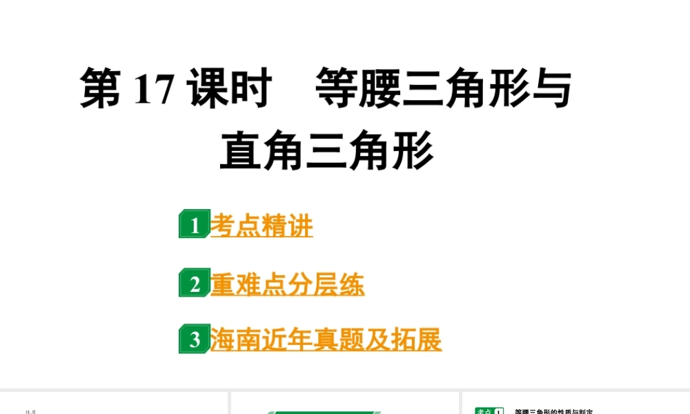 2024海南中考数学二轮重点专题研究 第17课时  等腰三角形与直角三角形（课件）.pptx