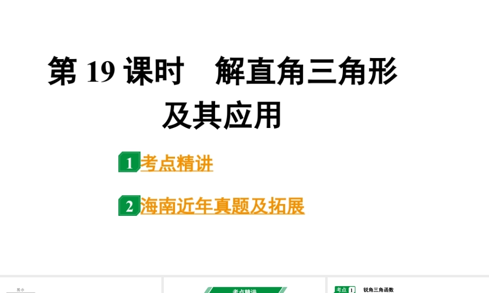 2024海南中考数学二轮重点专题研究 第19课时  解直角三角形及其应用（课件）.pptx