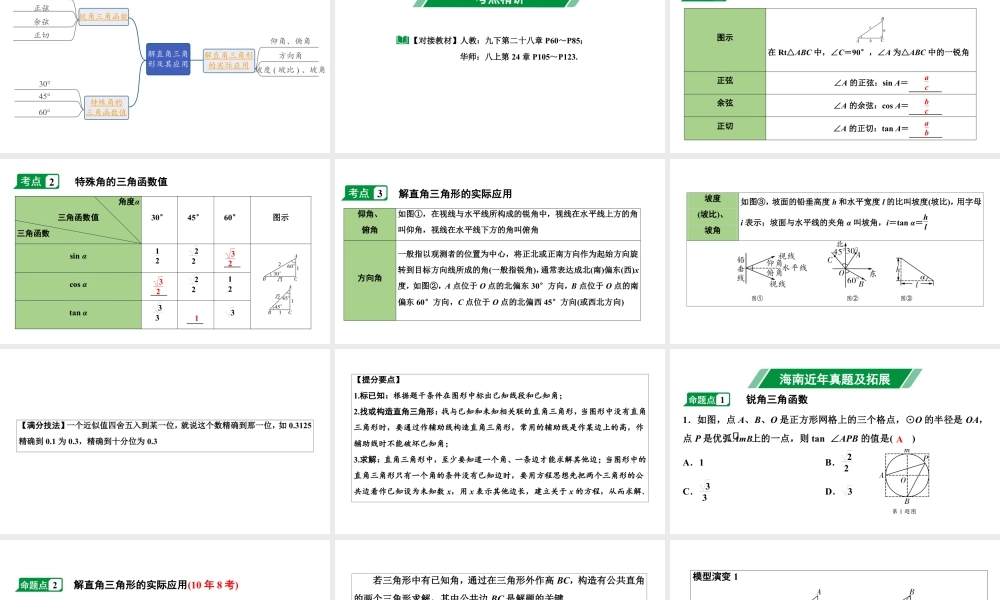 2024海南中考数学二轮重点专题研究 第19课时  解直角三角形及其应用（课件）.pptx