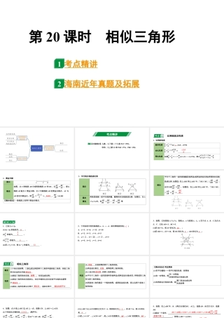 2024海南中考数学二轮重点专题研究 第20课时 相似三角形（课件）.pptx