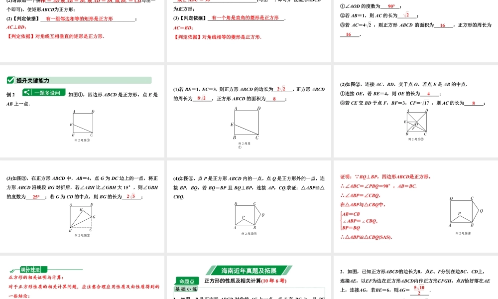 2024海南中考数学二轮重点专题研究 第24课时  正方形（课件）.pptx