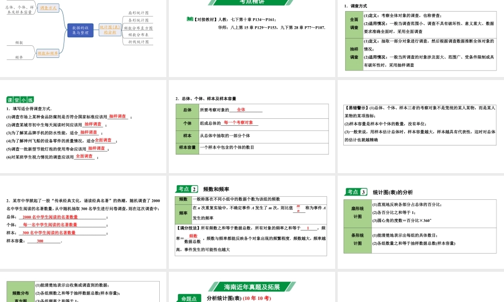 2024海南中考数学二轮重点专题研究 第30课时  数据的收集与整理（课件）.pptx