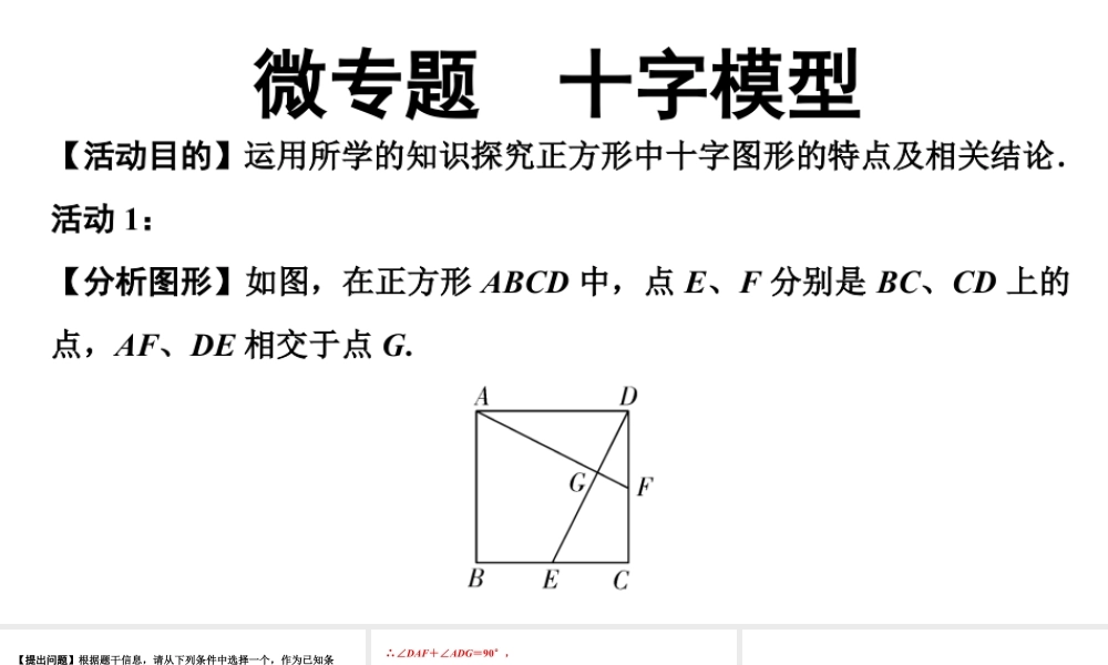 2024海南中考数学二轮重点专题研究 微专题  十字模型（课件）.pptx