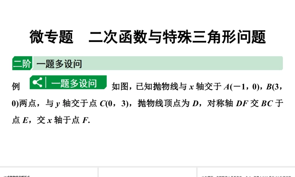 2024海南中考数学二轮重点专题研究 微专题 二次函数与特殊三角形问题（课件）.pptx