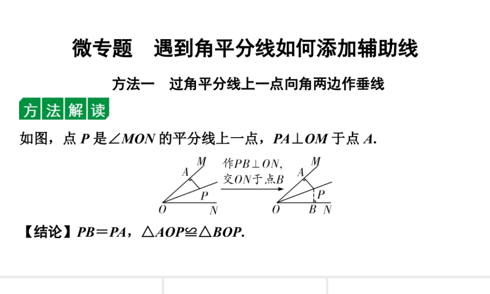 2024海南中考数学二轮重点专题研究 微专题 遇到角平分线如何添加辅助线（课件）.pptx