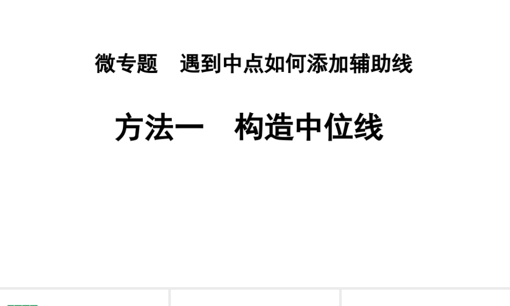 2024海南中考数学二轮重点专题研究 微专题 遇到中点如何添加辅助线（课件）.pptx