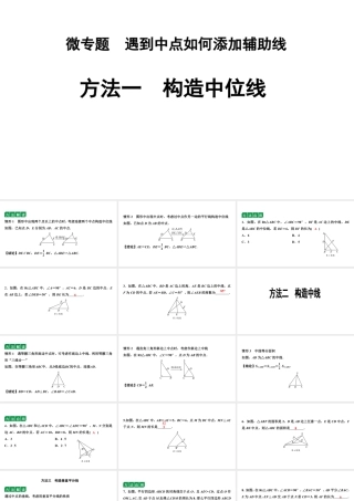 2024海南中考数学二轮重点专题研究 微专题 遇到中点如何添加辅助线（课件）.pptx