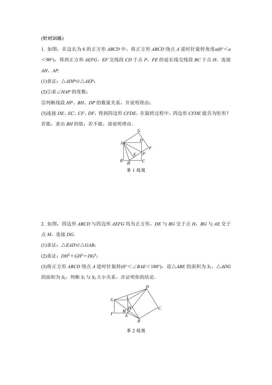 2024海南中考数学二轮专题训练 几何图形旋转型综合题 (含答案).pdf_第3页