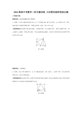 2024海南中考数学二轮专题训练 几何图形旋转型综合题 (含答案).pdf