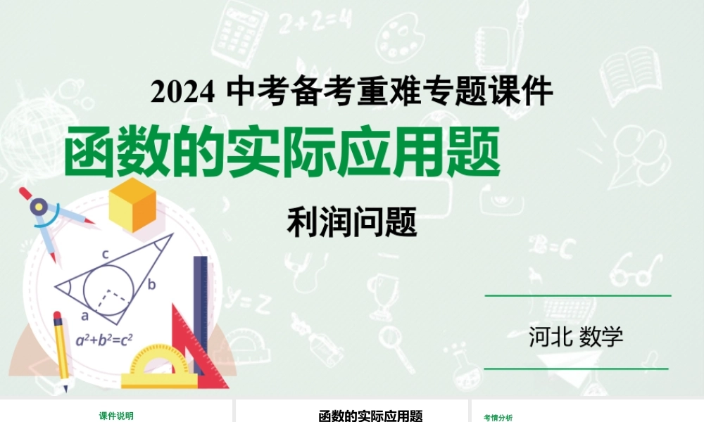 2024河北数学中考备考重难专题：函数的实际应用题利润问题（课件）.pptx