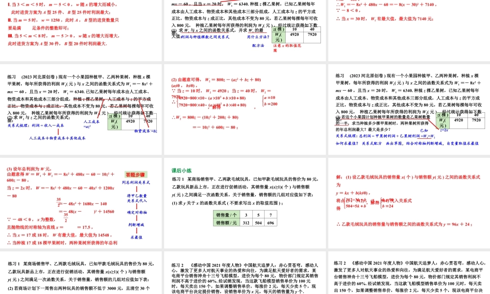 2024河北数学中考备考重难专题：函数的实际应用题利润问题（课件）.pptx