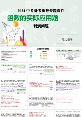 2024河北数学中考备考重难专题：函数的实际应用题利润问题（课件）.pptx