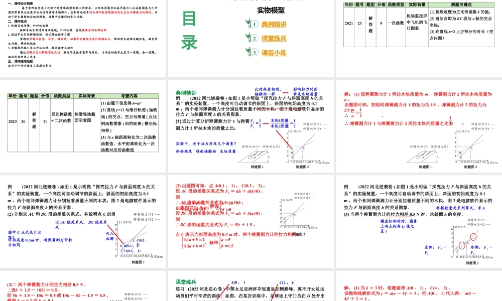 2024河北数学中考备考重难专题：函数的实际应用题实物模型（课件）.pptx