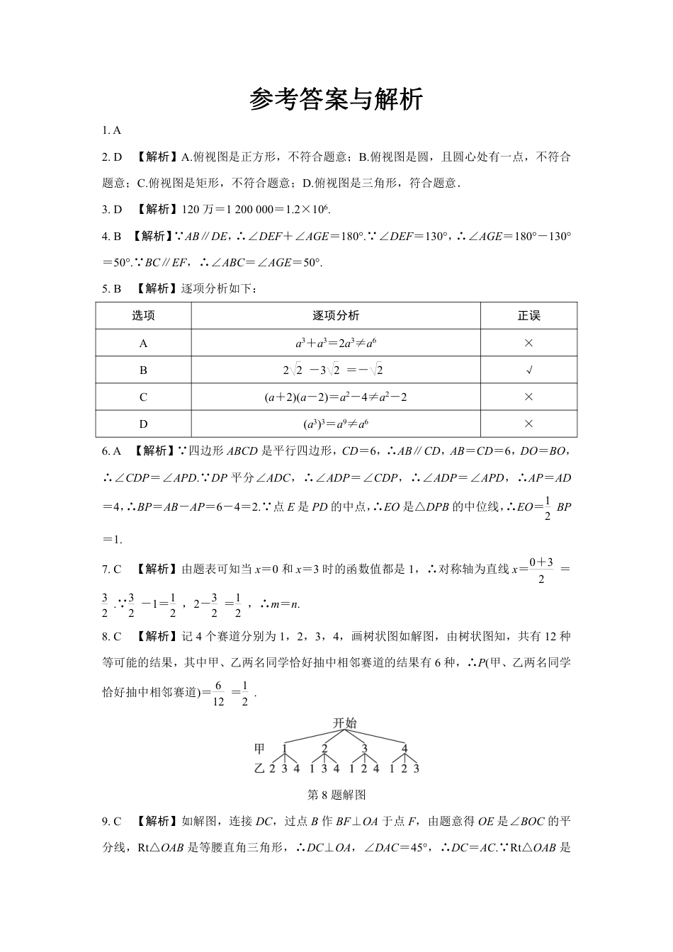 2024河南中考数学复习 1~15题选填题组特训七 (含答案).pdf_第4页