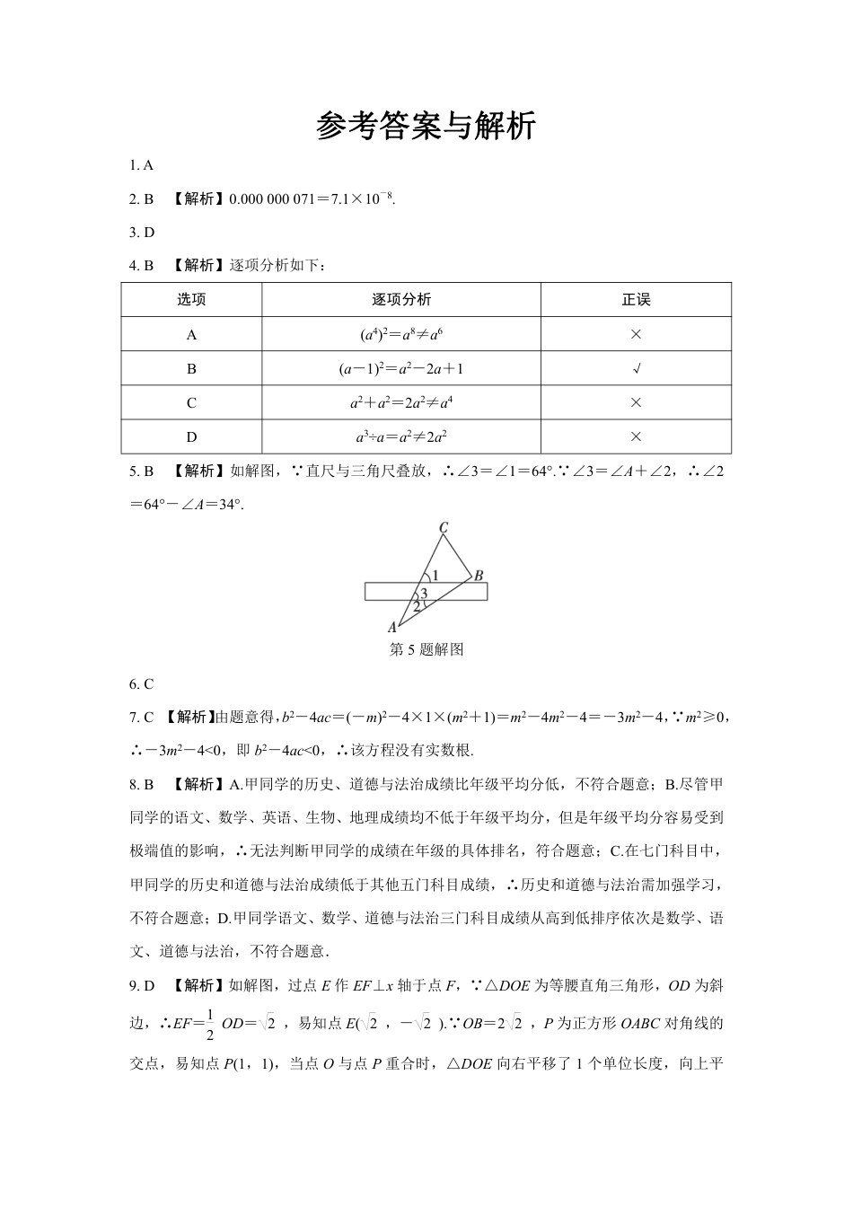 2024河南中考数学复习 1～15题选填题组特训一 (含答案).pdf_第4页