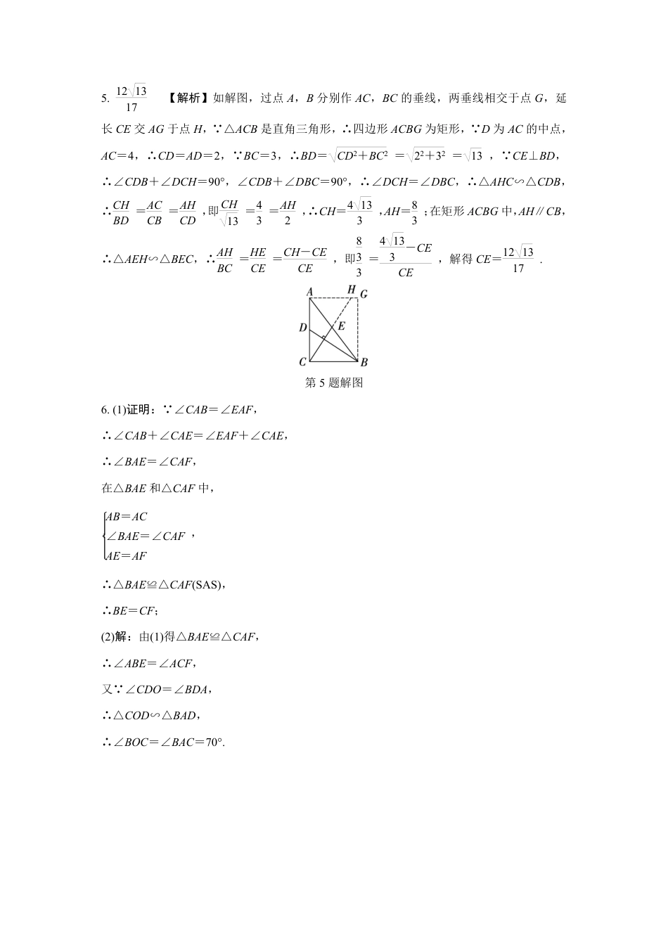 2024河南中考数学复习 全等、相似三角形的常考模型 强化精练 (含答案).pdf_第4页