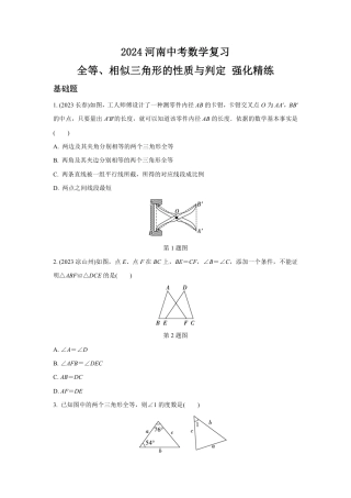 2024河南中考数学复习 全等、相似三角形的性质与判定 强化精练 (含答案).pdf