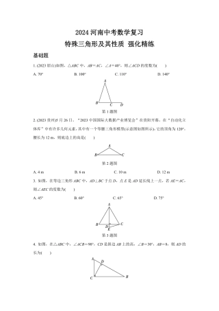 2024河南中考数学复习 特殊三角形及其性质 强化精练 (含答案).pdf