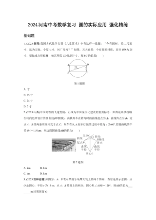 2024河南中考数学复习 圆的实际应用 强化精练 (含答案).docx