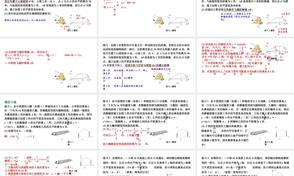 2024河南中考数学复习专题 抛物线型实际应用题 （课件）.pptx