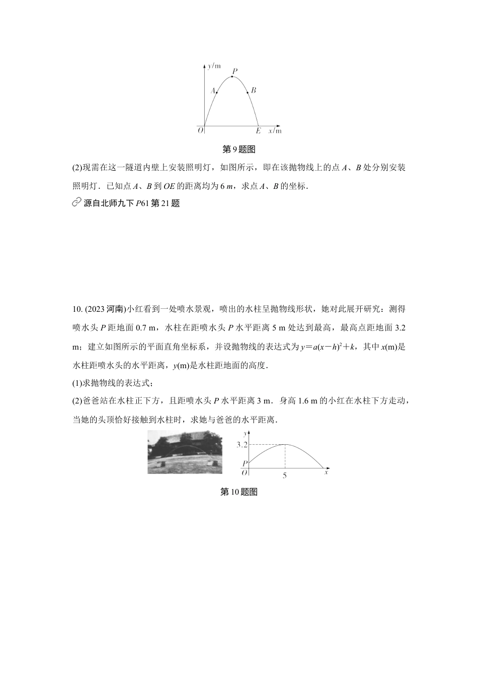 2024河南中考数学全国真题分类卷 第十讲 二次函数的实际应用(含答案).docx_第5页