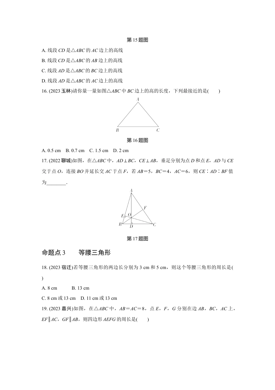 2024河南中考数学全国真题分类卷 第十三讲 三角形(含答案).docx_第5页
