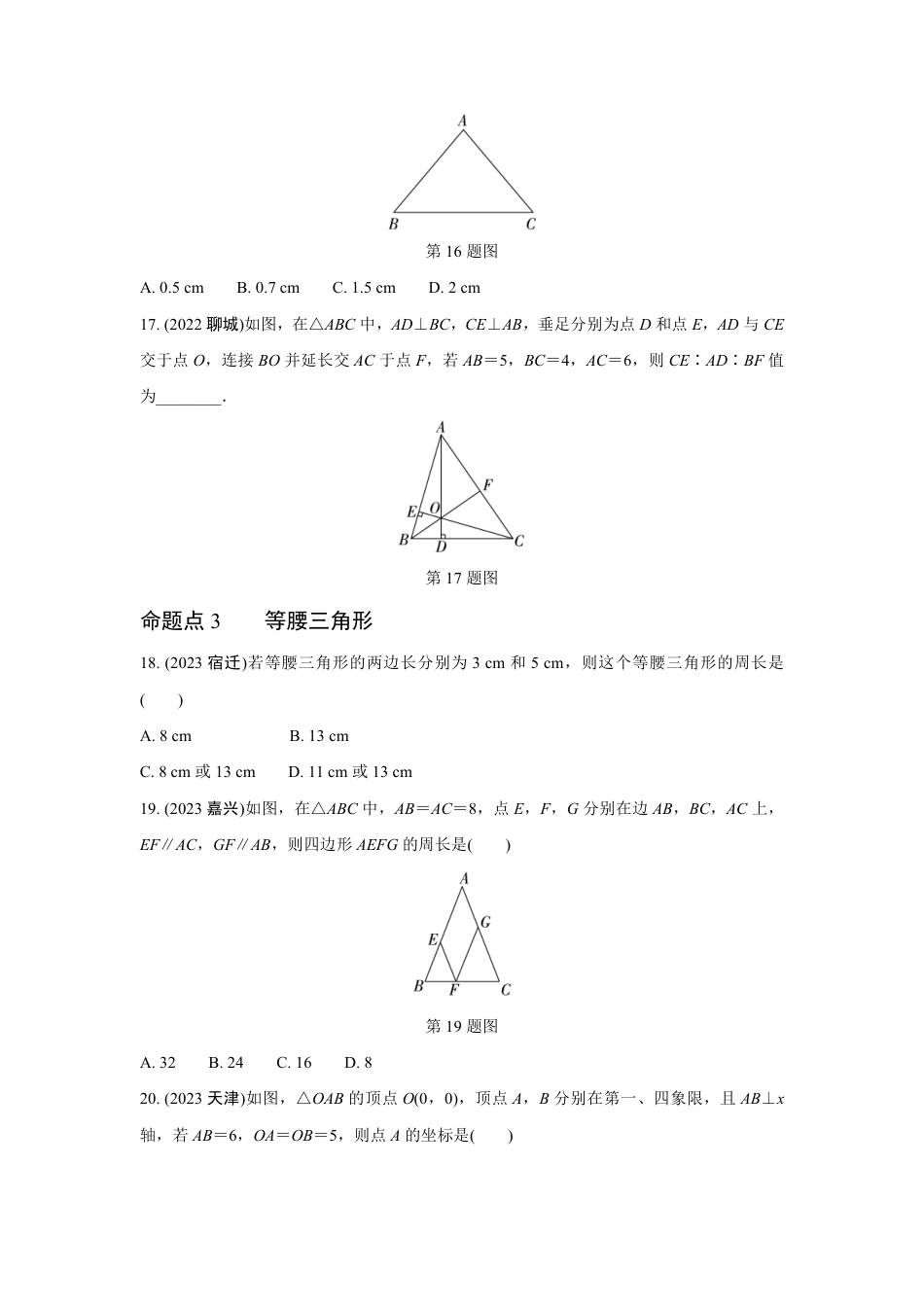 2024河南中考数学全国真题分类卷 第十三讲 三角形(含答案).pdf_第5页