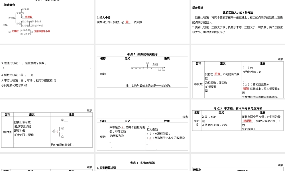 2024河南中考数学一轮知识点复习专题 实数 课件.pptx