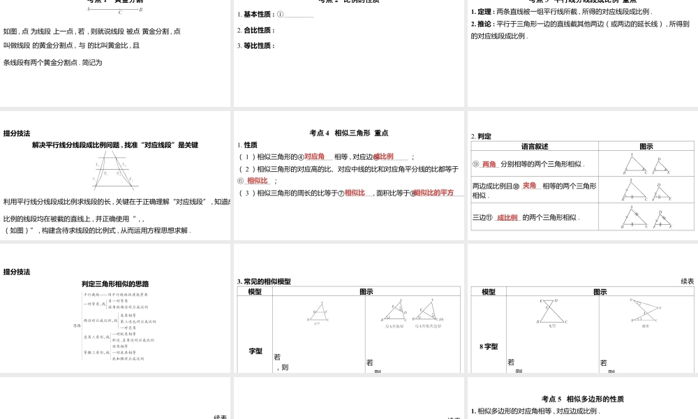 2024河南中考数学一轮知识点复习专题 相似三角形 课件.pptx