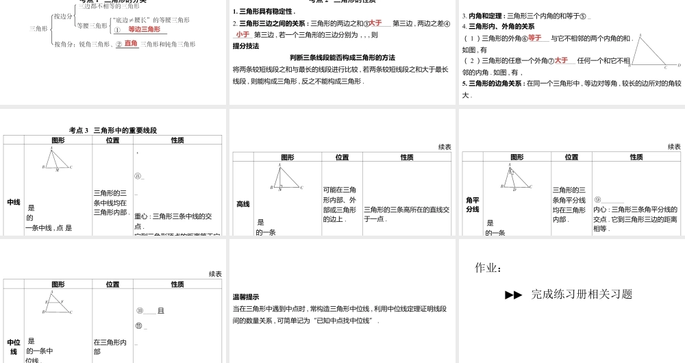 2024河南中考数学一轮知识点复习专题 一般三角形及其性质 课件.pptx