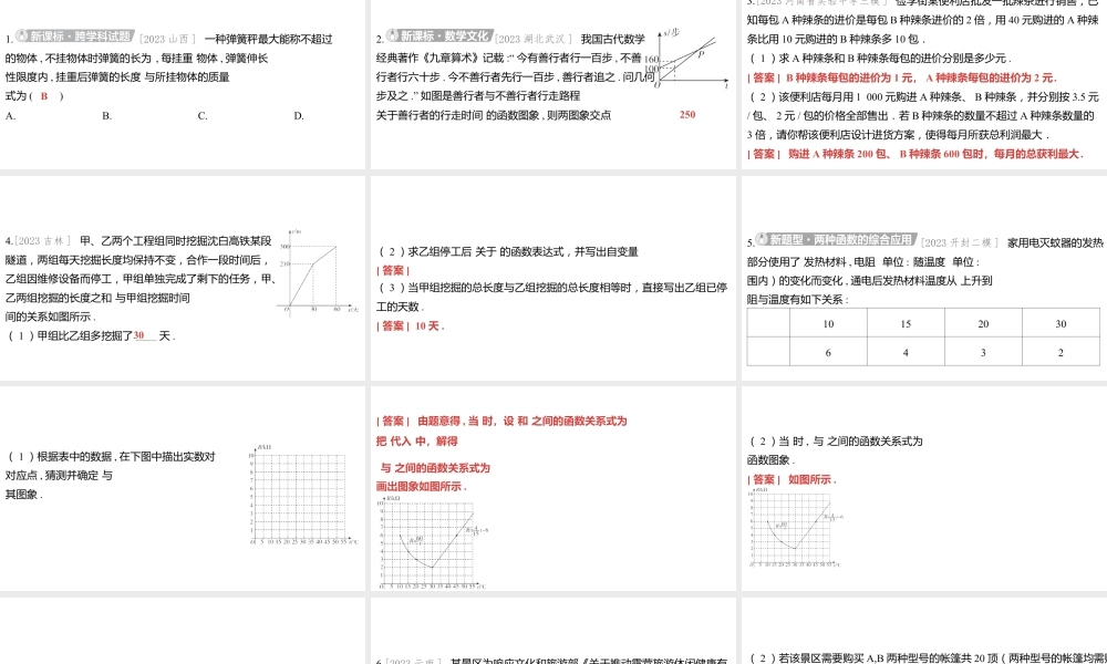 2024河南中考数学一轮知识点复习专题 一次函数的实际应用 课件.pptx