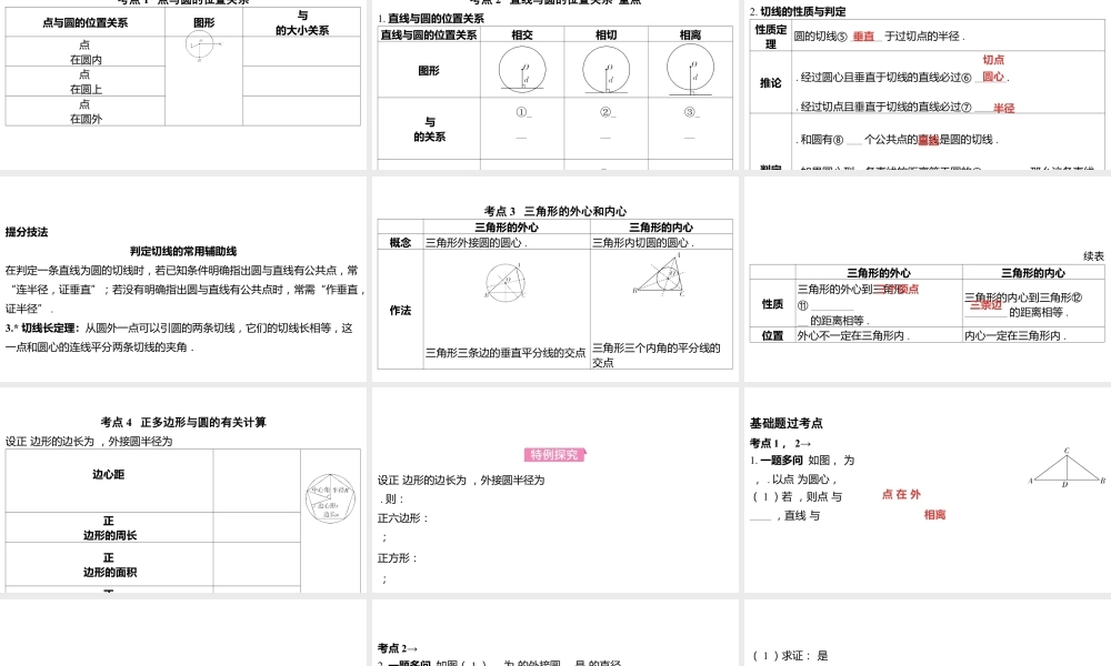 2024河南中考数学一轮知识点复习专题 与圆有关的位置关系 课件.pptx