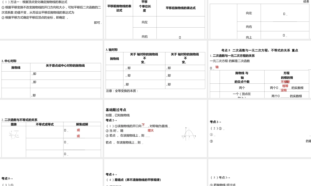 2024河南中考数学一轮知识点训练复习专题  二次函数的图象与性质  (课件).pptx