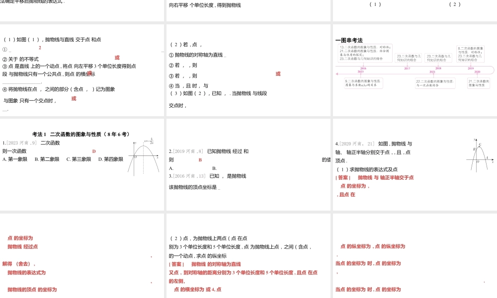 2024河南中考数学一轮知识点训练复习专题  二次函数的图象与性质  (课件).pptx