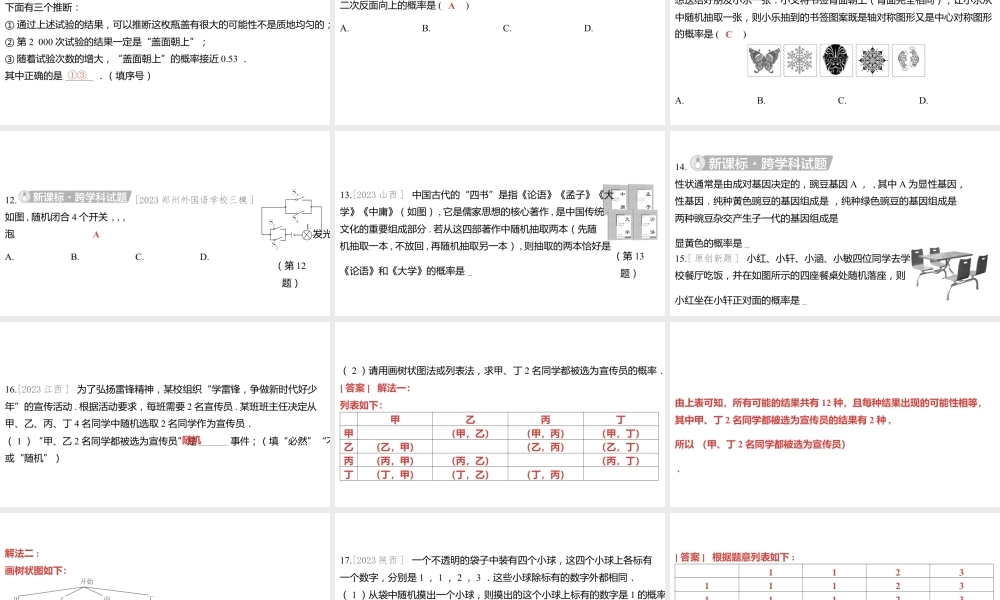 2024河南中考数学一轮知识点训练复习专题  概率  (课件).pptx