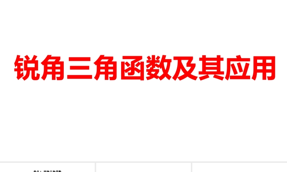 2024河南中考数学一轮知识点训练复习专题  锐角三角函数及其应用  (课件).pptx