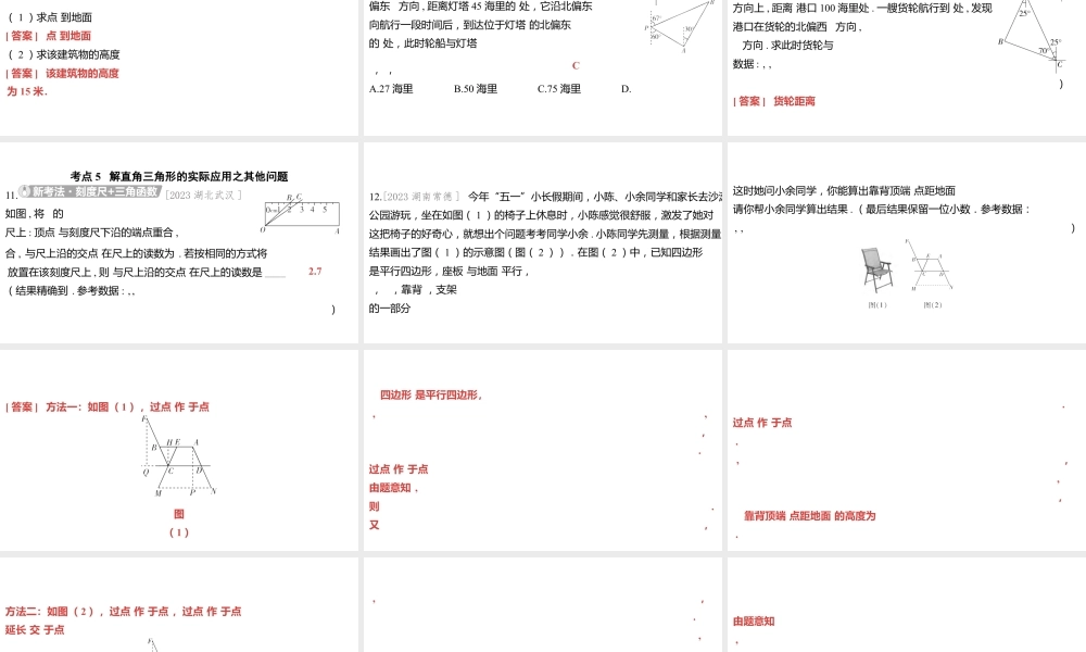 2024河南中考数学一轮知识点训练复习专题  锐角三角函数及其应用  (课件).pptx