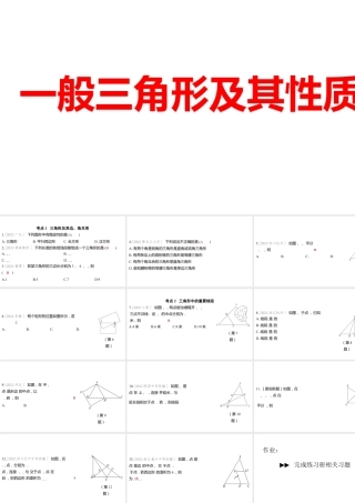 2024河南中考数学一轮知识点训练复习专题  一般三角形及其性质  (课件).pptx