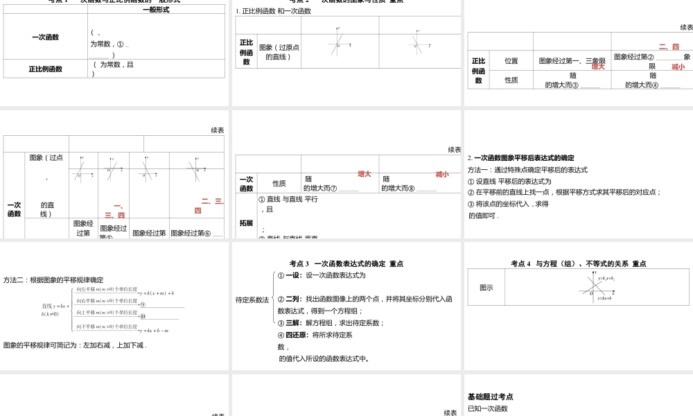 2024河南中考数学一轮知识点训练复习专题  一次函数的图象与性质  (课件).pptx