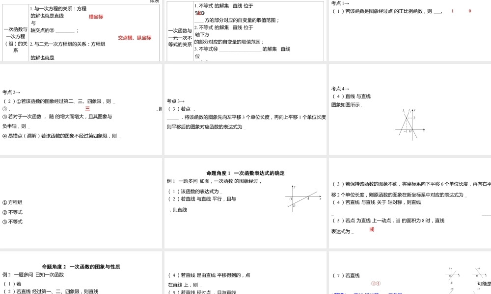 2024河南中考数学一轮知识点训练复习专题  一次函数的图象与性质  (课件).pptx