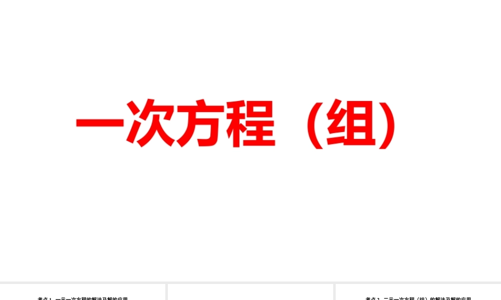 2024河南中考数学一轮知识点训练复习专题 一次方程（组） (课件).pptx