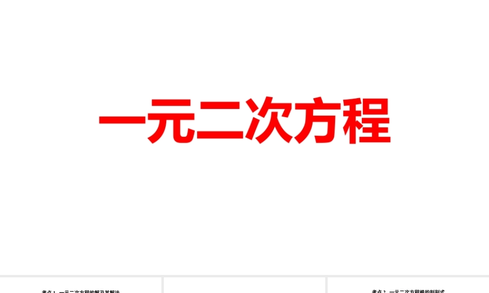 2024河南中考数学一轮知识点训练复习专题 一元二次方程 (课件).pptx