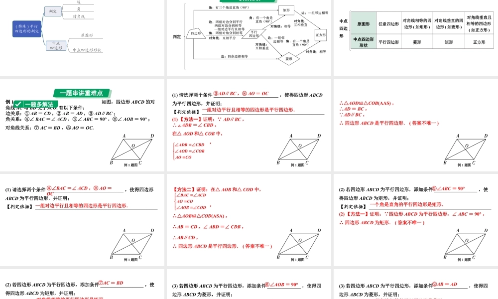 2024河南中考数学专题复习  (特殊)平行四边形的判定 课件.pptx