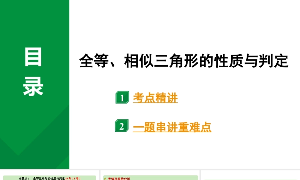 2024河南中考数学专题复习 全等、相似三角形的性质与判定 课件.pptx