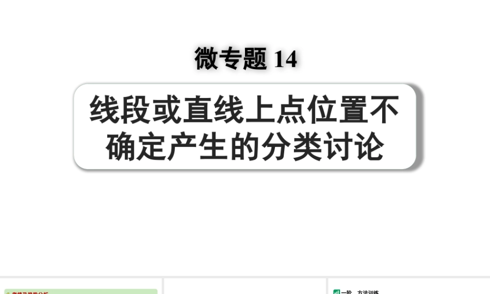 2024河南中考数学专题复习 微专题14 线段或直线上点位置不确定产生的分类讨论 课件.pptx